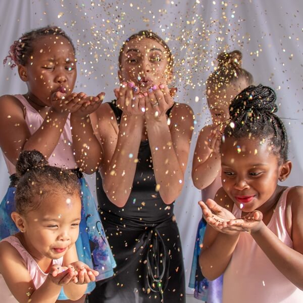 Children playing with glitter