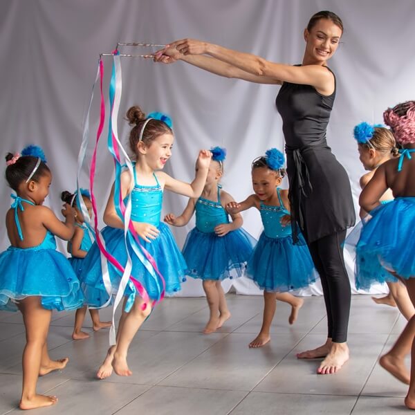 Ribbon work during a dance class